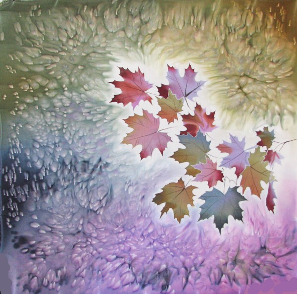 Платок-картина шёлковый Листья клёна